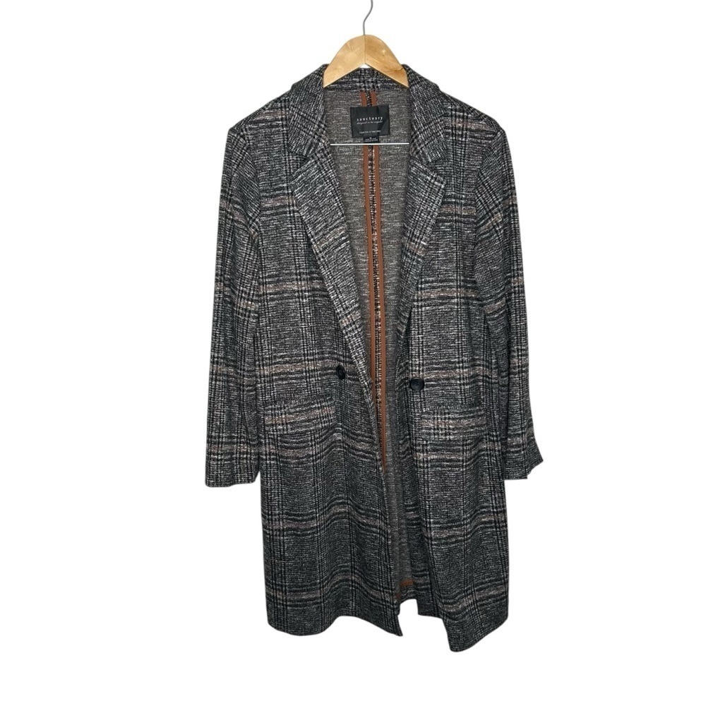Sanctuary Carlyle Plaid Coat Abstract Plaid Soft Oversized Career Jacket Medium - Picture 14 of 15